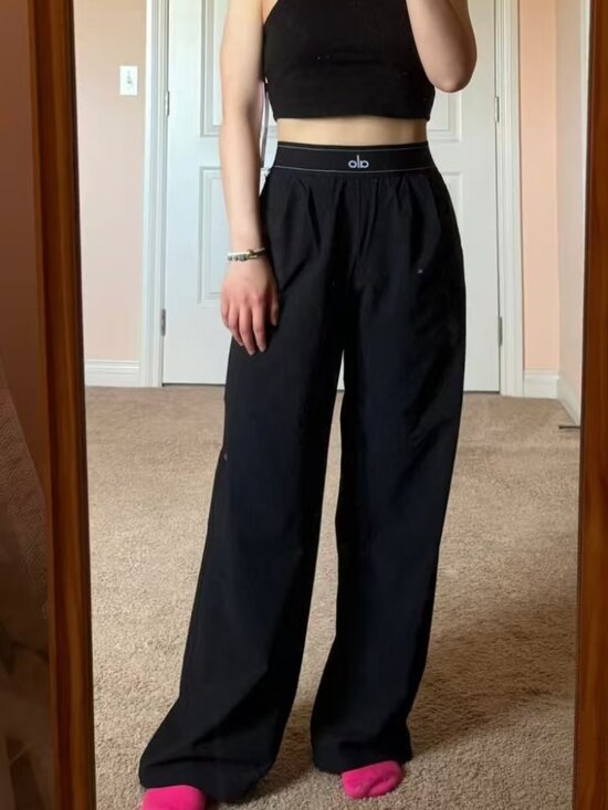 ALO Yoga Pants - NWT ALO Yoga Suit Up Trouser 🍁 Black Wide-Leg Sports Pants🍹( Regular )